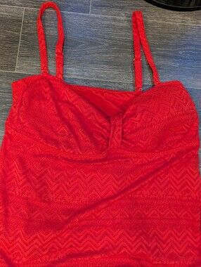 Red Lace Cup Tankini Top